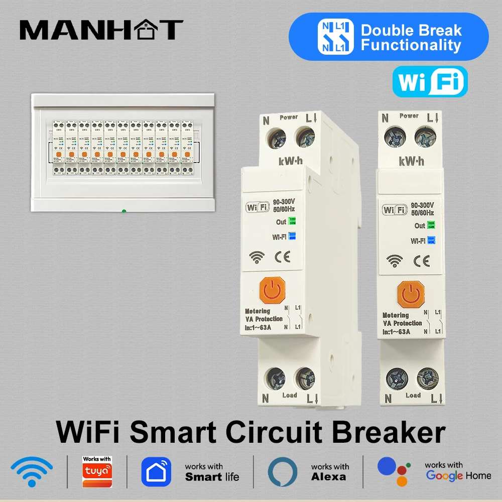 Smart Home Demo Kit - MANHOT WiFiスマートサーキットブレーカー 63A ダブルブレーク N+L ライン