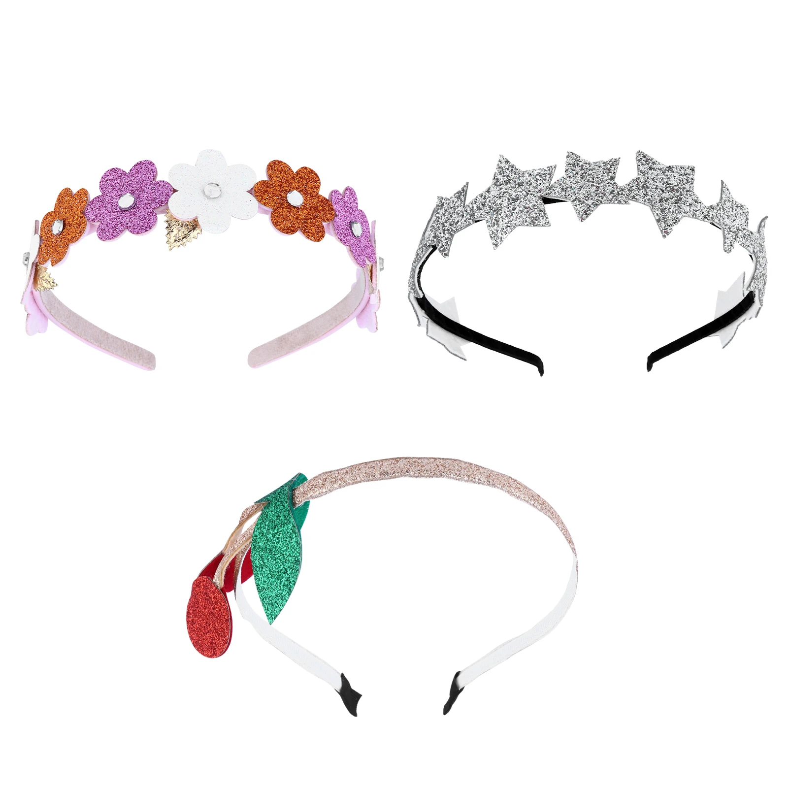

3pcs Children Headbands Glitter Plastic Hair Accessories for Girls Party Wedding Ceremonies Photography Show Bright Comfortable