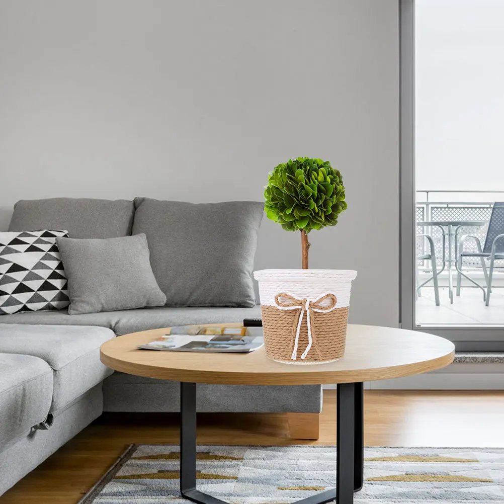 

4Pcs Imitation Paper-Woven Flower Pots Decorative Plant Holders for Home Office Balcony Garden Storage Basket Containers