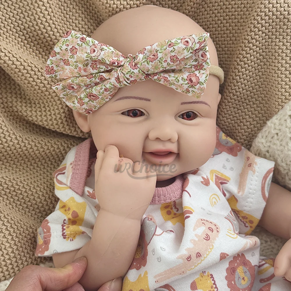 40cm Full Silicone Doll Angelic Grin Baby Girl with Pacifier Authentic Reborn Infants Doll for Depression & Loneliness Support