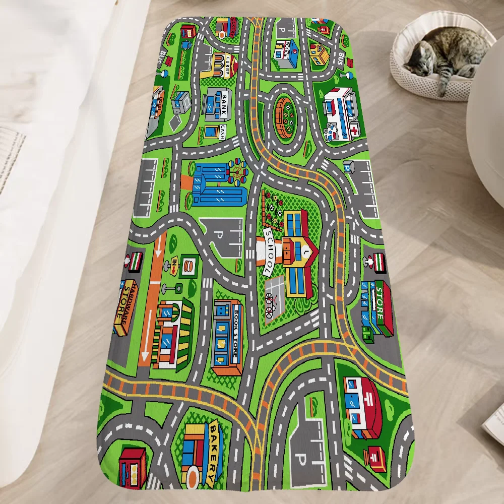 City Road Cartoon Entrance Door Doormat Balcony Bedrooom Carpet for Kitchen Bath Mat Room Mats Rugs Super Absorbent Bathroom Rug