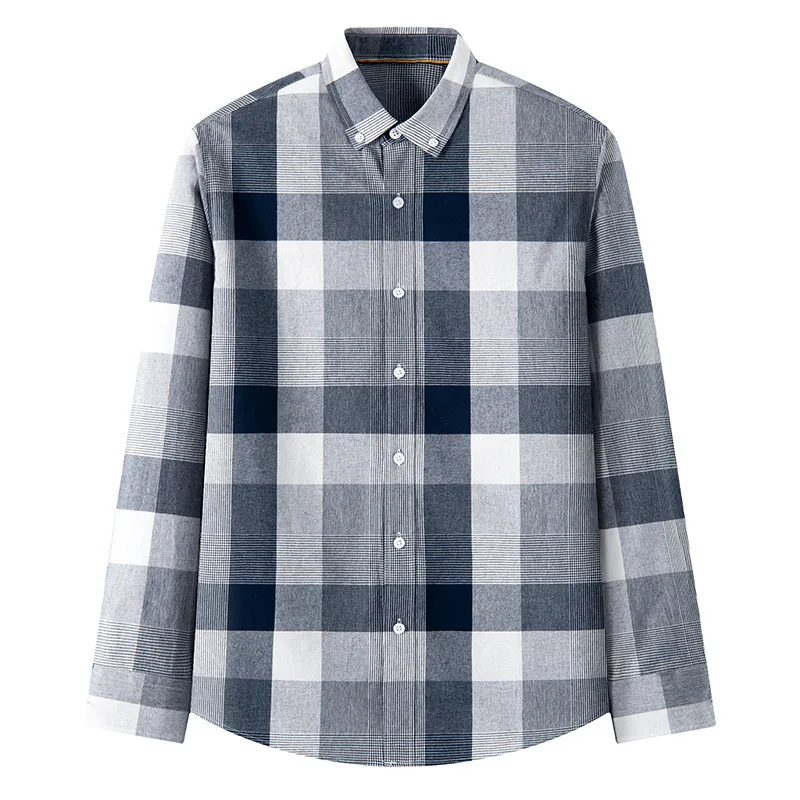 2025 Spring/Autumn New Men's Fashion Korean Edition Versatile Trendy Loose Casual Checkered Long Sleeve Square Neck Shirt