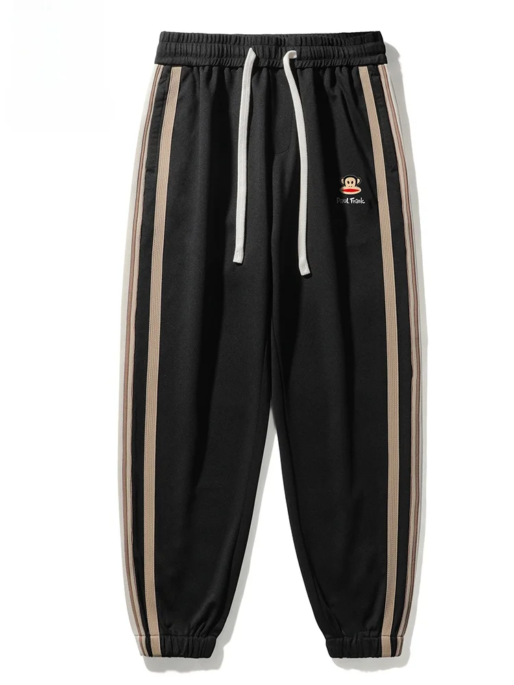 

PaulFrank American Retro Heavyweight Casual Pants Men Spring Stripe Design Loose Cuffed Trousers Breathable Polyester Fiber