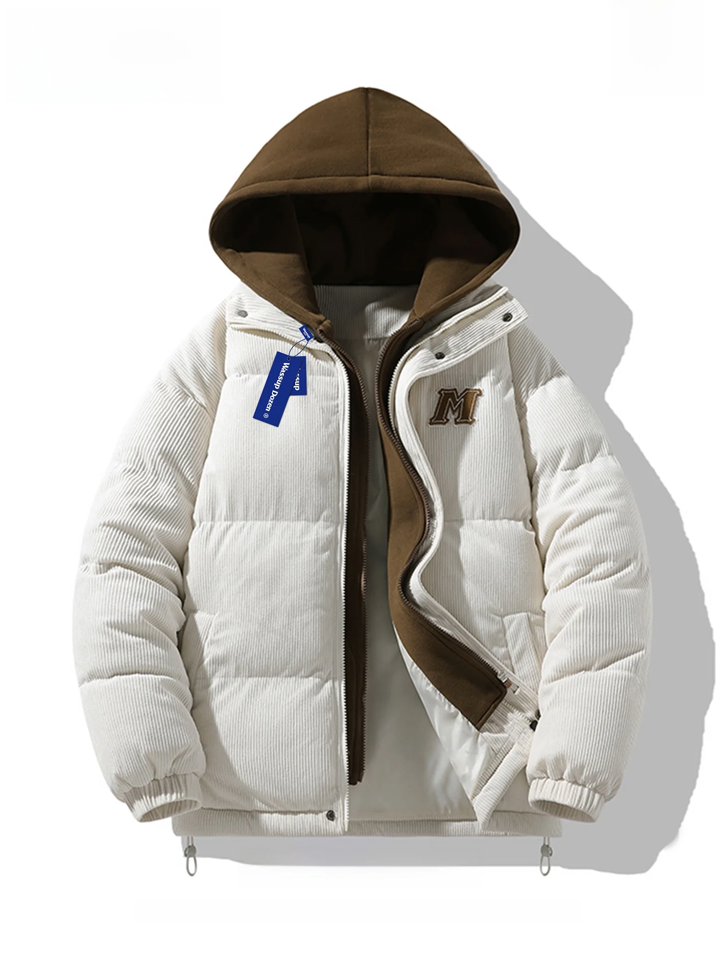 

Wassup Dozen Men's Thickened Cotton Jacket Corduroy Lamb Velvet Winter Coat Hip And Handsome Casual Warm Zipper Closure