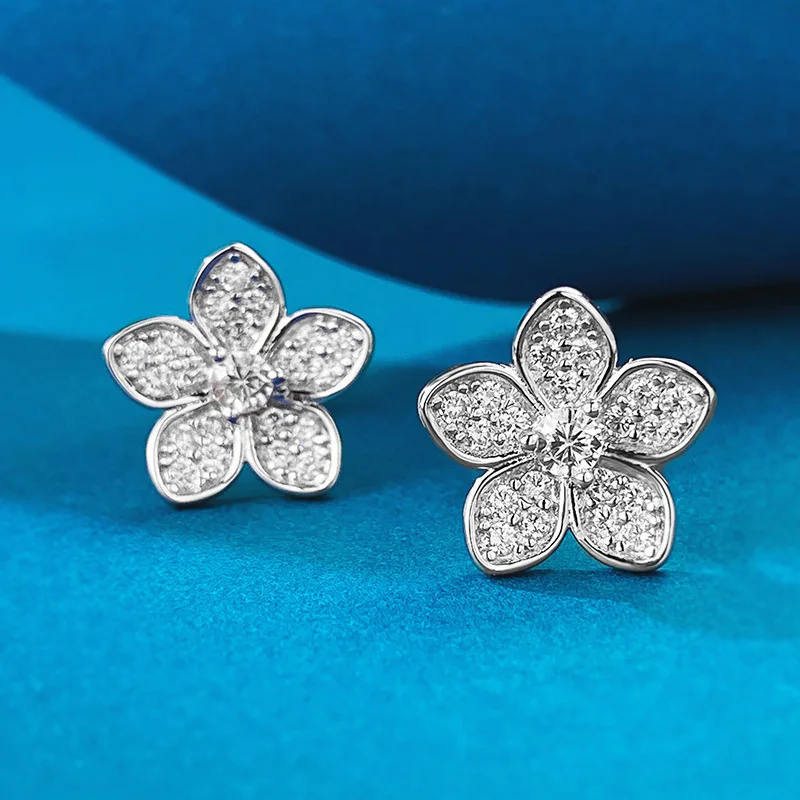New Fashion Versatile 925 Silver Petal Inlaid Diamond Earrings Instagram Style Cross-border Hot Selling Earrings Wholesale
