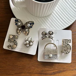 New Vintage High-end Pearl Butterfly Brooch Women Fashion Personality Fragrance Delicate Handbag Figure 5 Pin Exquisite Corsages