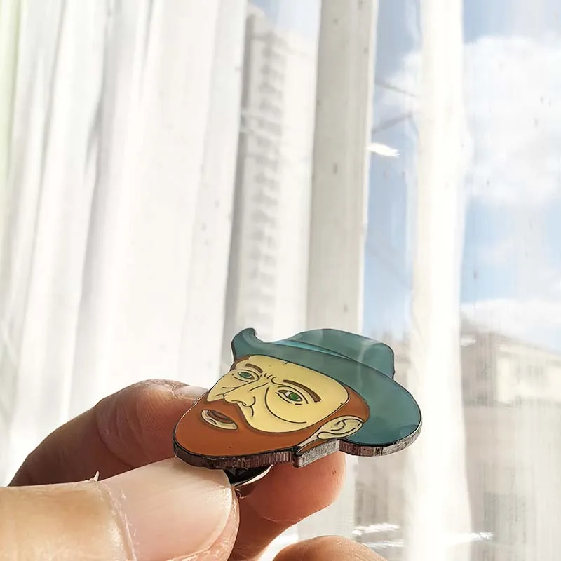 50 Uds. Insignia fantástica de literatura, alfileres de solapa de dibujos animados artísticos Vincent Van Gogh, artesanía de Metal esmaltado suave de 30mm
