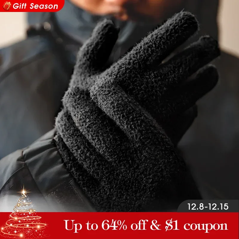 Maden Vintage Winter Touch Screen Gloves Gold Mink Velvet Warm Full Finger Gloves Men Women Outdoor Running Skiing Mittens