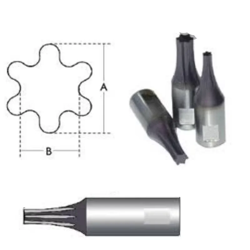 Tungsten Carbide Material T10 Torx 8mm Shank Rotary Broaching Punch Head Rolling Burnishing Head For CNC Lathe