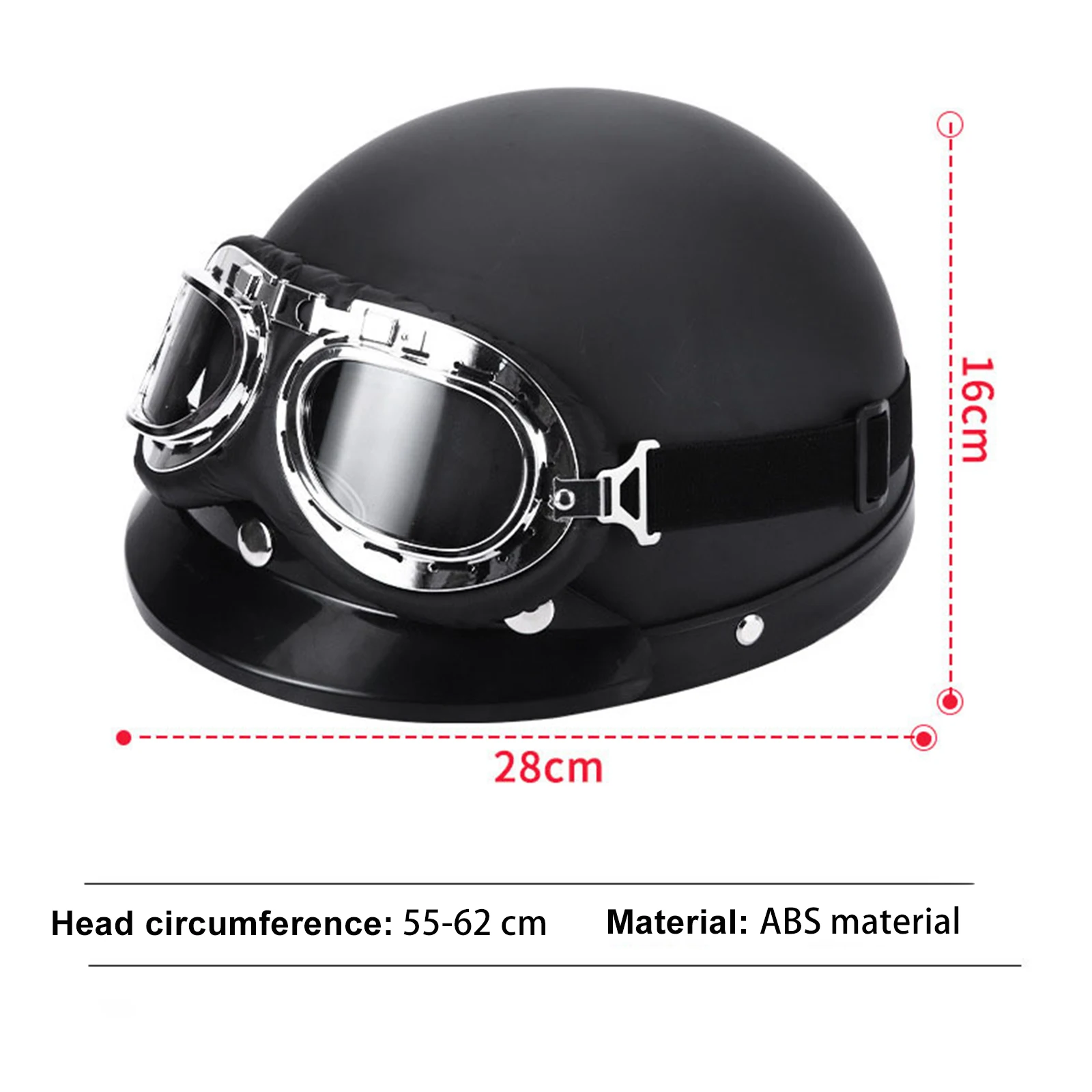 Motorcycle German Style Leather Half Face Helmet DOT Approved Cap1/2 Shell Helmets+Goggles Open-Face Casque Leather Helmet