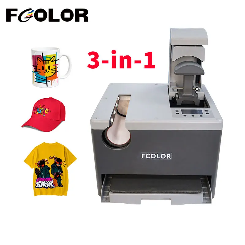 

Small Desktop 3 in 1 Heat Press Machine Sublimation Heat Press Cap Mug T-shirt DTF Heat Transfer Pressing Multifunction Combo