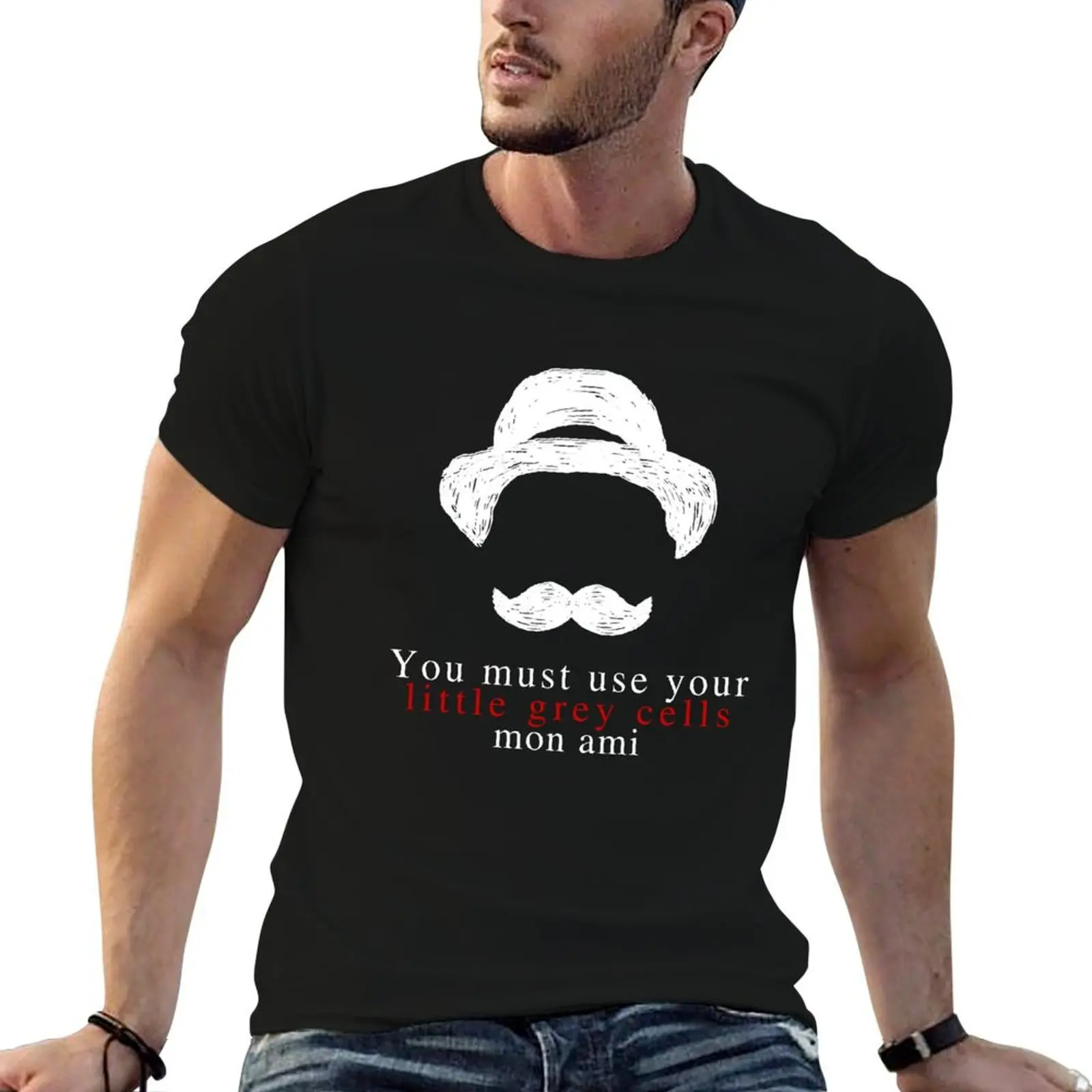 Agatha Christie Hercule Poirot Little Grey Cells T-Shirt anime figures quick-drying T-shirts for men cotton