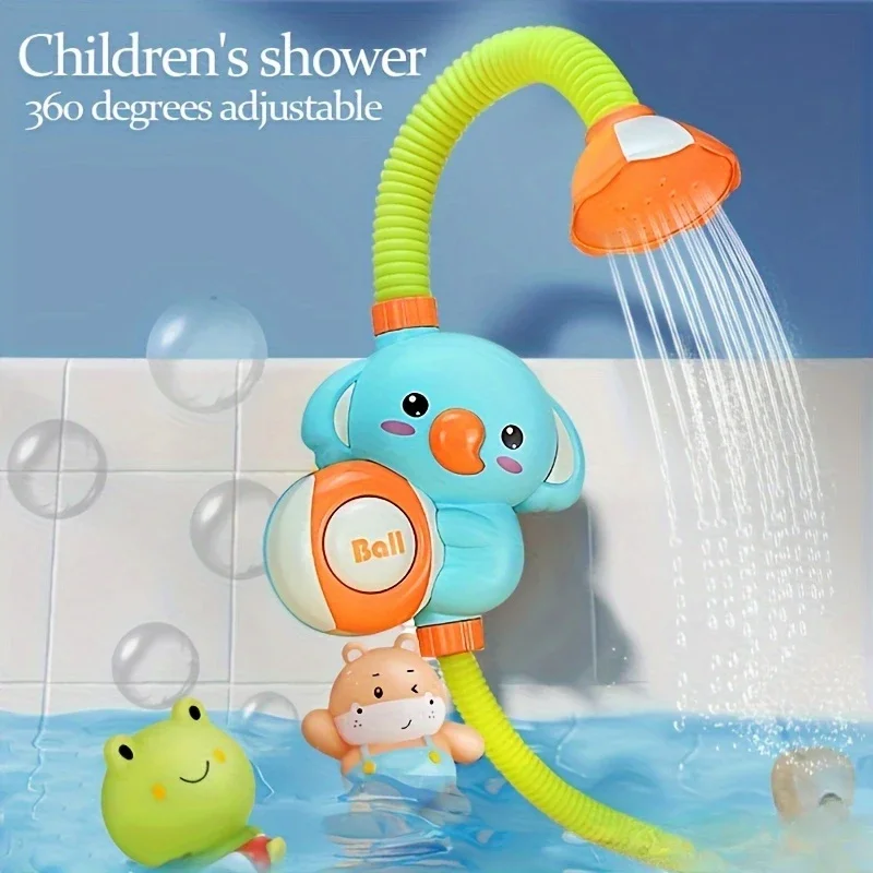 

1Set Cartoon Cute Little Elephant Electric Shower, 360°Jet Water Wash Head, Baby Bath Sprayer, Bathroom Fun Water Play Toy