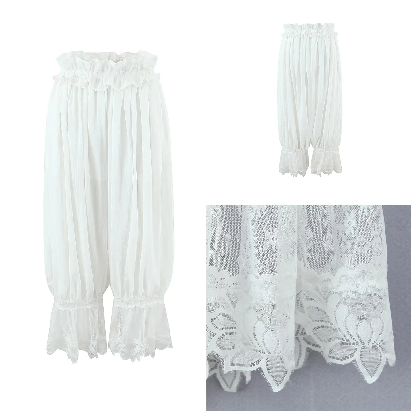 

Новинка зимы 2029, женские свободные повседневные брюки с кружевной отделкой, модная женская одежда