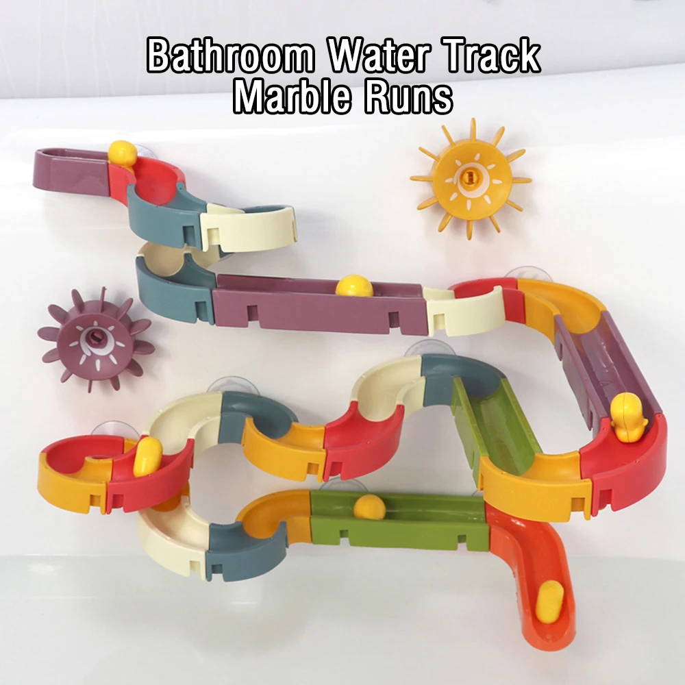 

Marble Runs Baby Item Bath Toys DIY Assembled Slide Track Bathroom Shower Bathtub Toy Ball Bearing Slider Water Games Kids Gift