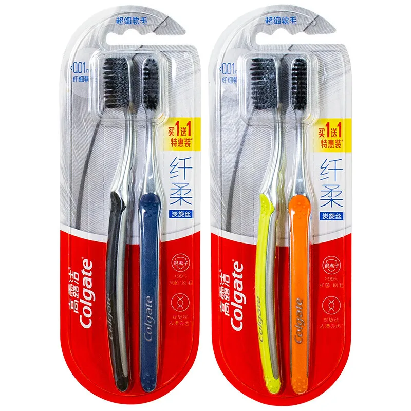 Colgate Wide Soft Cotton Toothbrush Carbon Spinning Wire Ultra fine Wide Head Soft Hair Gentle Gum Protection Family Couple Use