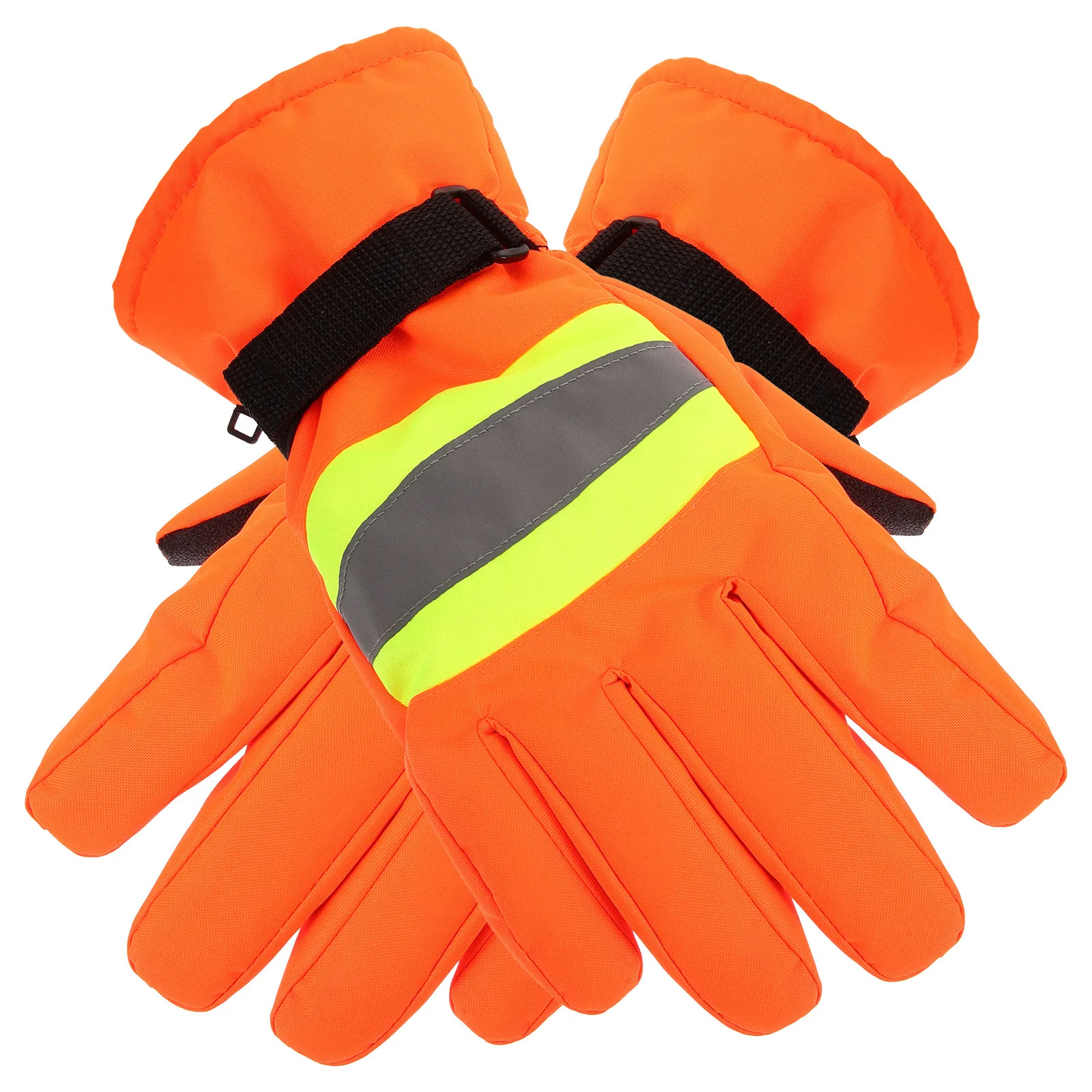 

1Pair Winter Outdoor Warm Gloves Reflective Full Finger Anti-Skid Thickened Gloves Hand Protector for Night Sports Skiing and