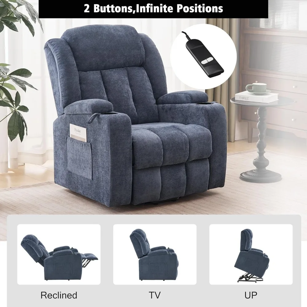 Power Lift Recliner Chair for Elderly with Massage and Heat, Reclining Sofa Chair with Remote Control, Recliner