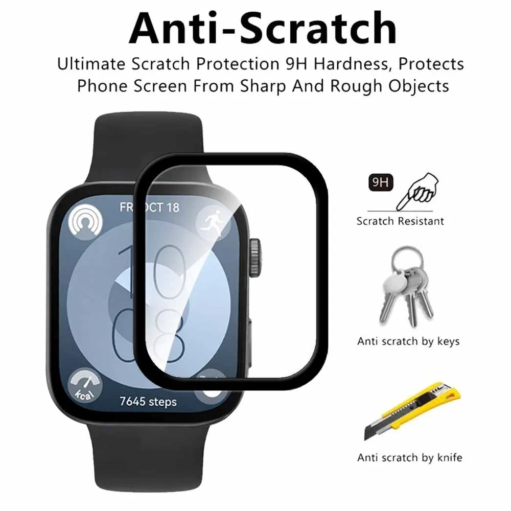 Protector de pantalla de vidrio templado suave curvo completo para Huawei Watch Fit 3 Fit3, accesorios de película para reloj inteligente Huawey WatchFit3, 1-3 piezas