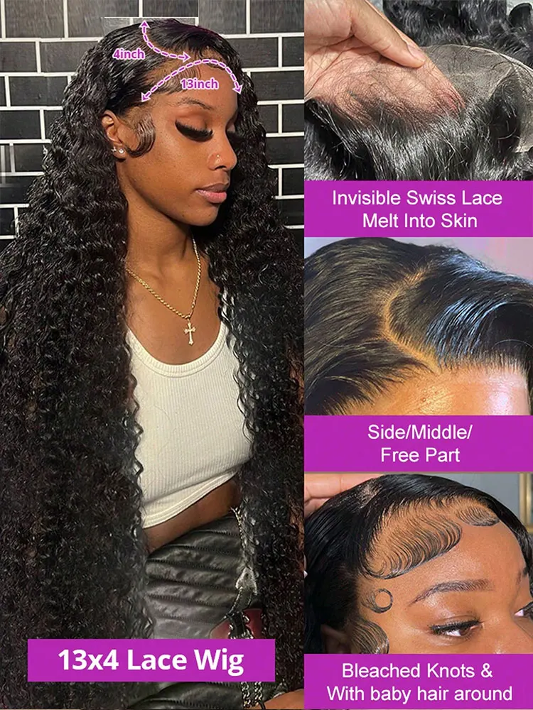 13x6 Jerry  Curly Human Hair Wigs 36 inch Long 13x4 HD Lace Frontal Human Hair Wigs Jerry Water Curly Wave Lace Front Wigs