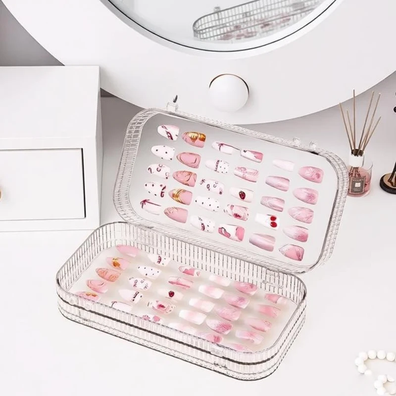

Home Nail Storage Box Large Capacity Nail Storage Box Three Fold Nail Multifunctional Transparent Accessory Organizer