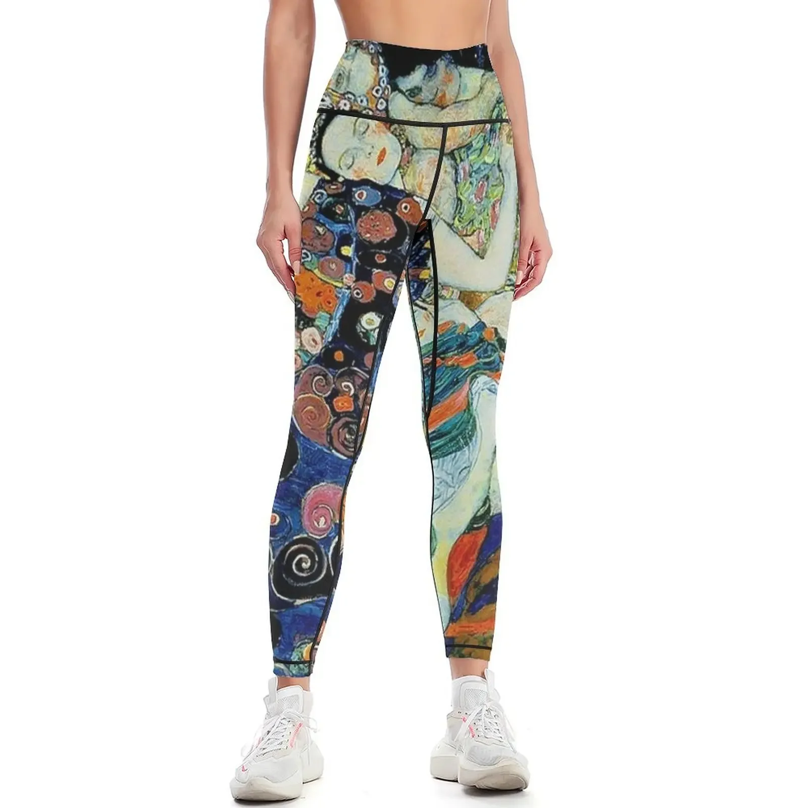 

MAIDENS : Vintage Gustav Klimt Oil Painting Print Leggings legings for fitness Fitness's gym clothes Womens Leggings