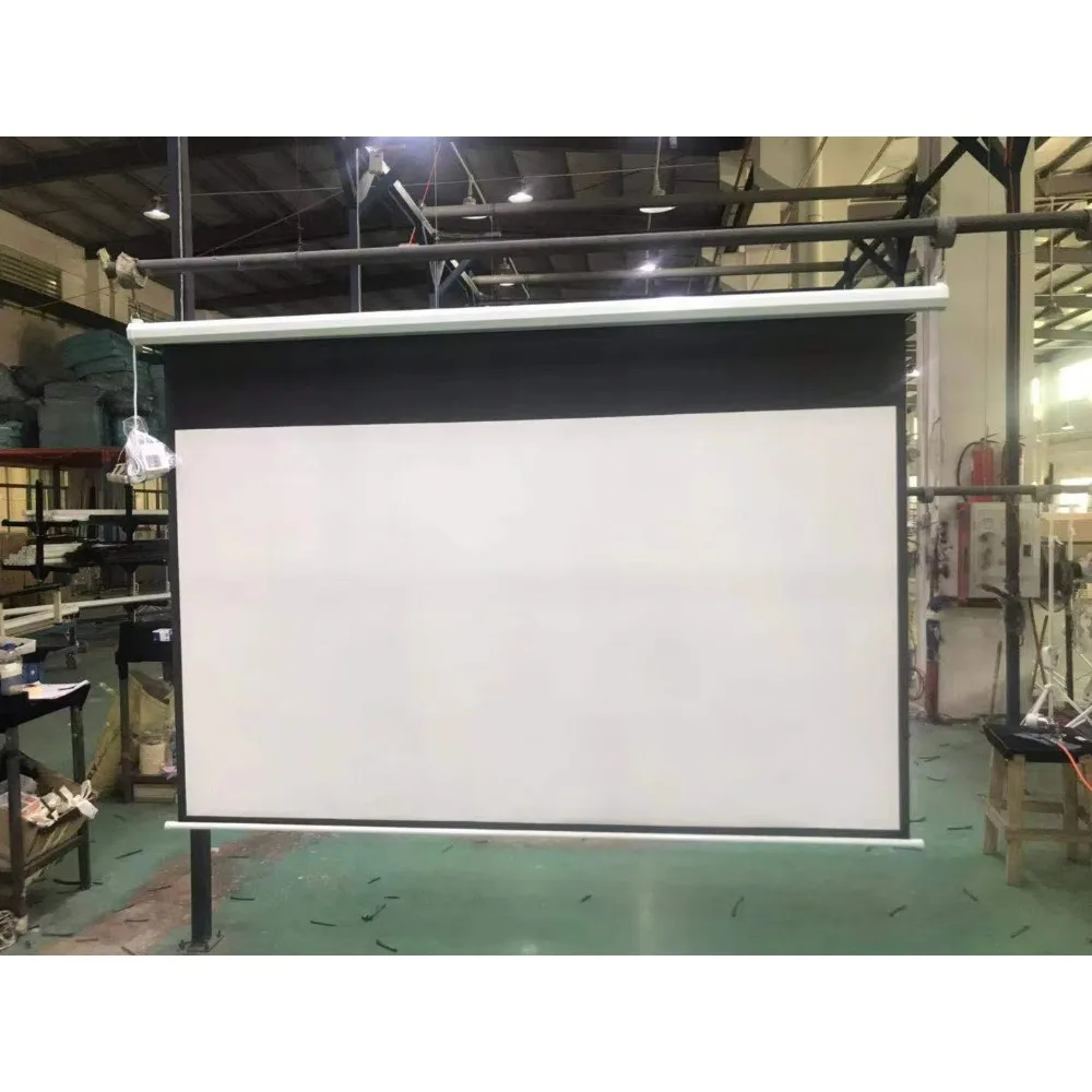 High Quality 80 Inch Retractable Motorized Projection Electric Projector Screen for Home Theatre  with Trigger