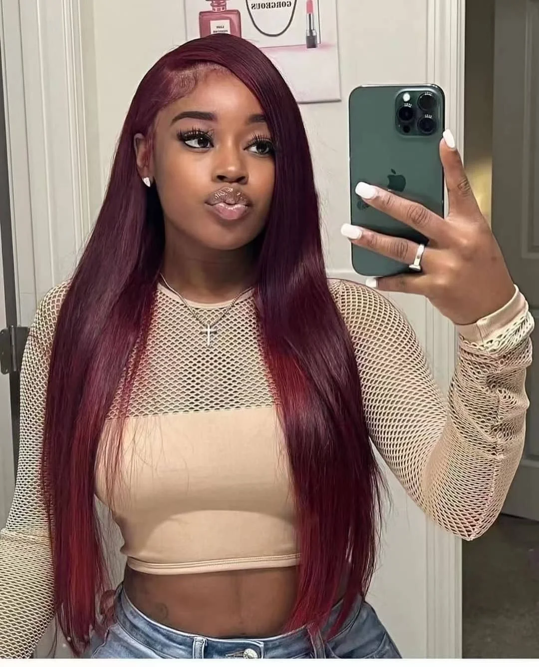 Perucas direitas da parte dianteira do laço, cabelo humano, transparente, Frontal, 99J, 200 densidade, 13 × 4