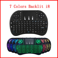 I8 Mini Keyboard Wireless 2.4G 7 COLOR Backlit English Russian Air Mouse Remote Touchpad For Android TV Box/Mini PC/Laptop