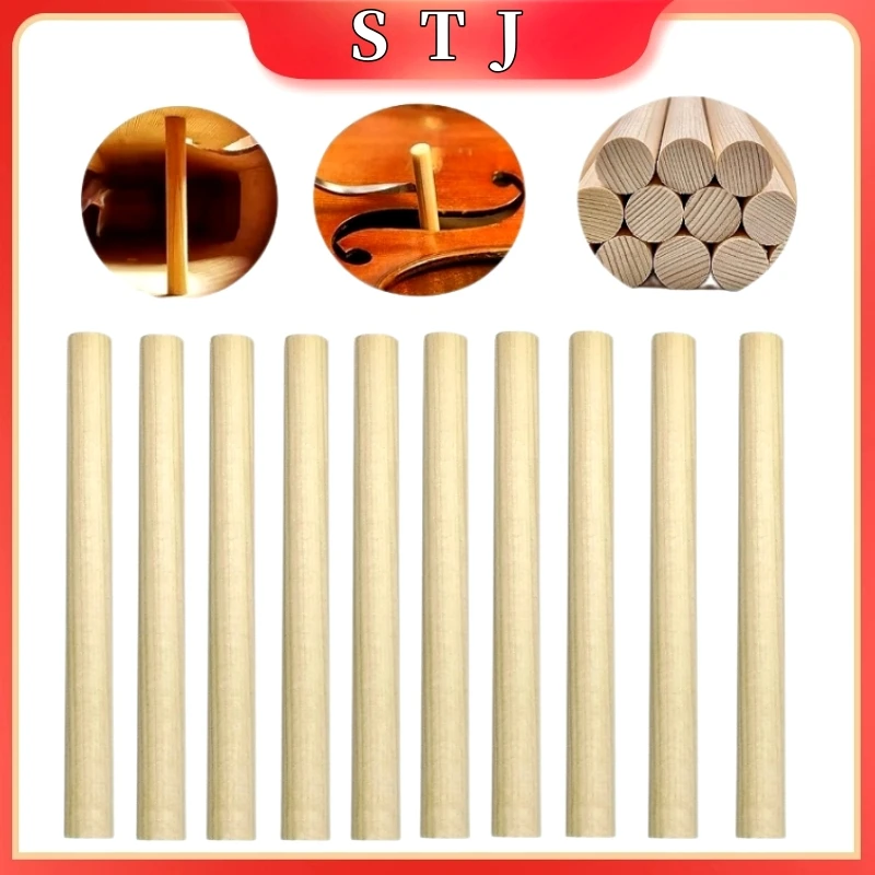 10PCS Viola Violin 4/4 3/4 1/2 1/4 Column Speaker Sound Post Spruce Wood Cello Double bass Soundposts Fiddle Luthier Repair