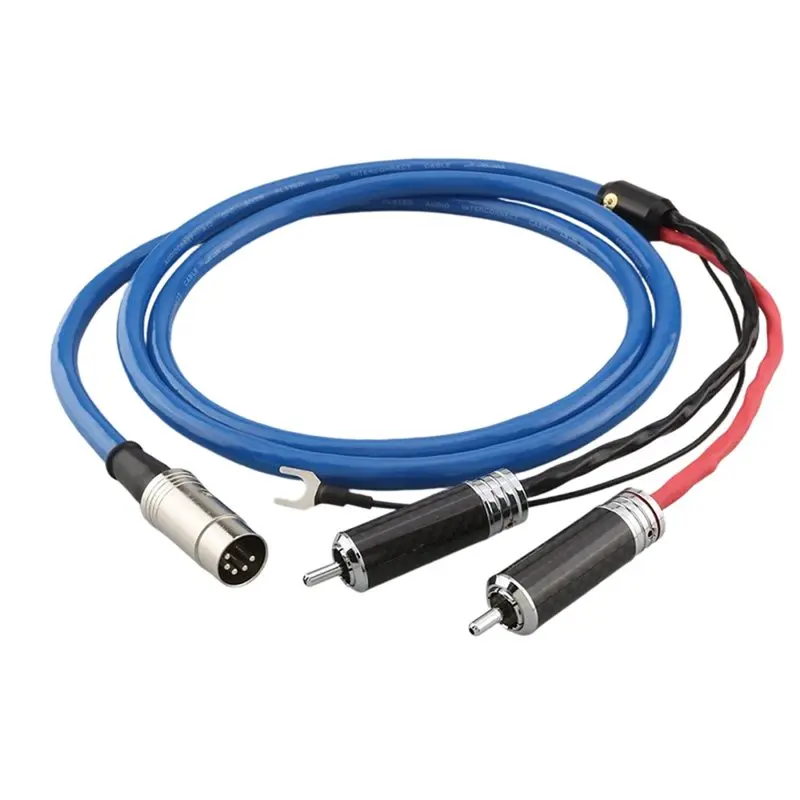 AS95 Audio Phono Tonearm Cable 5DIN Male to 2RCA+U Spade Plug, 5N OFC Silver Plated HiFi Cable for Turntable Amplifier, 0.5m