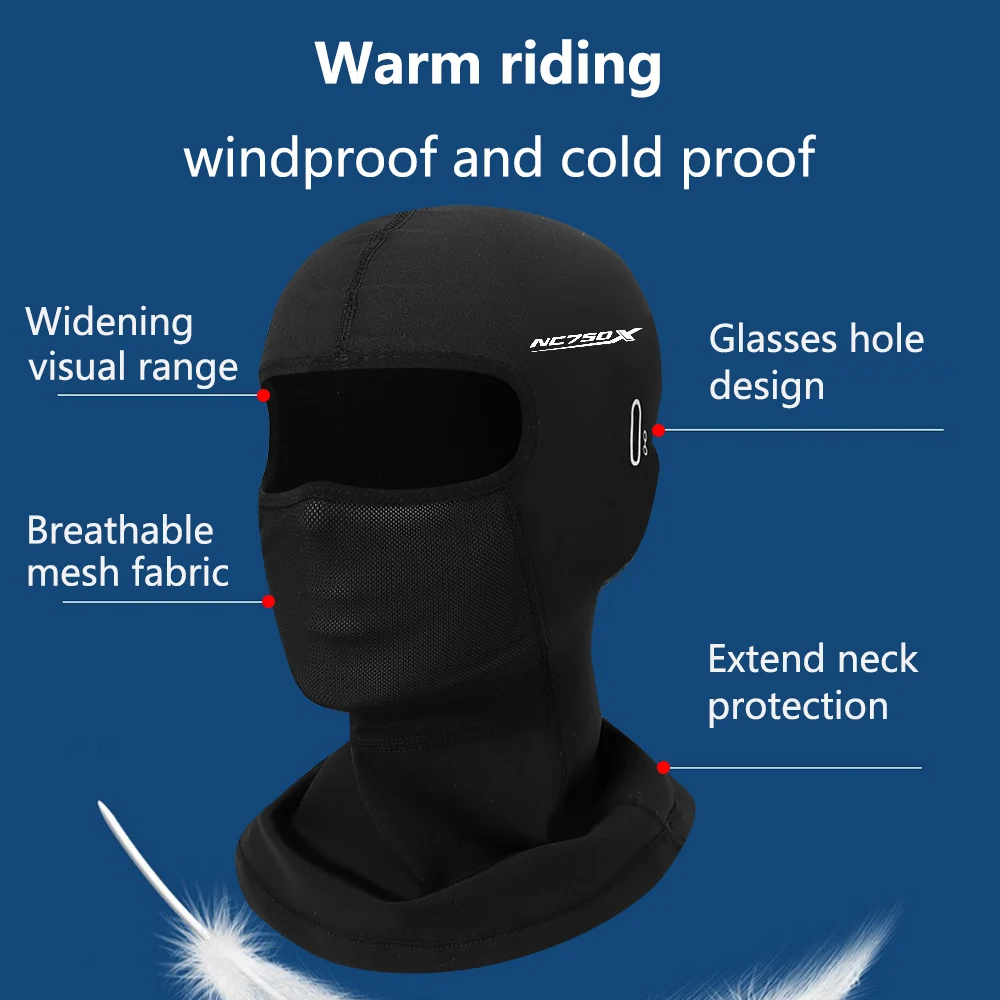 For Honda Nc750x Nc 750X 750 X Cycling Motorcycle Winter Keep Warm Balaclava Full Face Mask Helmet Cap Accessories Black