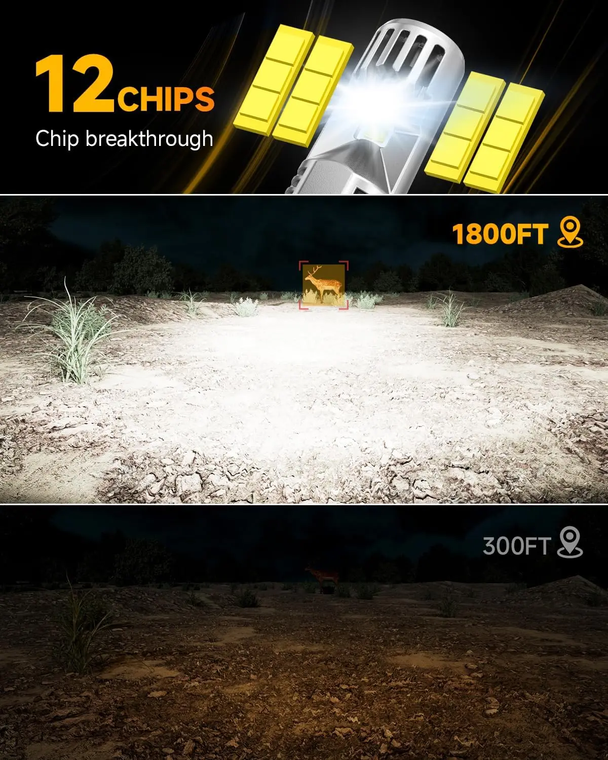 9007 Lâmpada 33000LM 6500K IP68 à prova d'água, 800% mais brilhante com ventilador de resfriamento, Plug and Play, pacote de 2