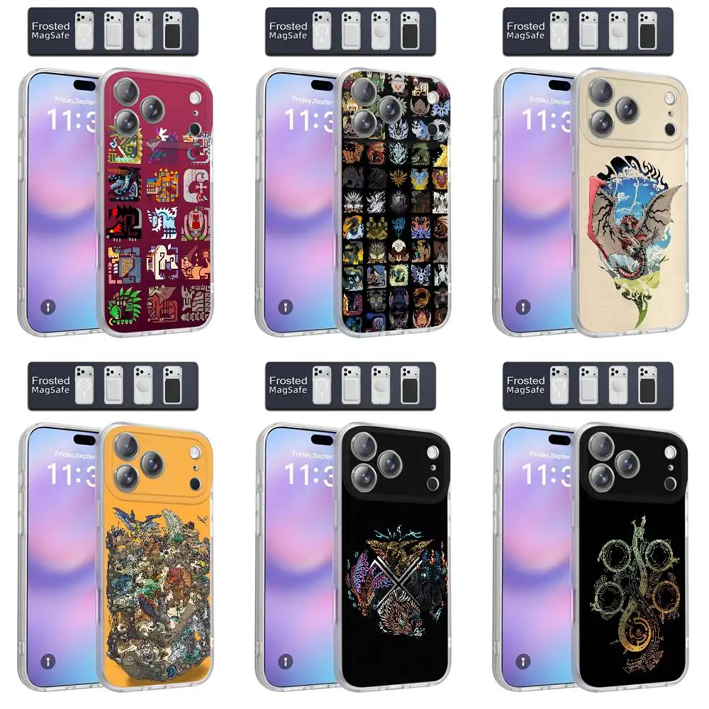 M-Monster H-Hunter Wilds iPhoneケース iPhone 17,16,15,14,13,12,11,Pro,Max,Plus,E,Air,Mini対応 マグネット式Magsafe対応 フロストクリア