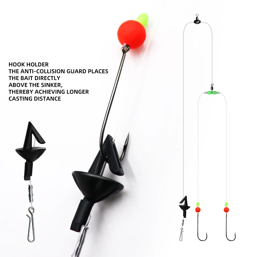 ZYZHE 1/3/5 Stück Angelrolle mit Doppelschwimmer, Unterlinie und Haken, Weitwurf-Angelrigs, vorgebundene Angel-Flapper-Rigs – Detail 5