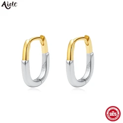 Aide Smooth U-shape Hoop Earrings for Women 925 Sterling Silver Contrasting Colors Earrings Special Design Ear Buckles Jewelry