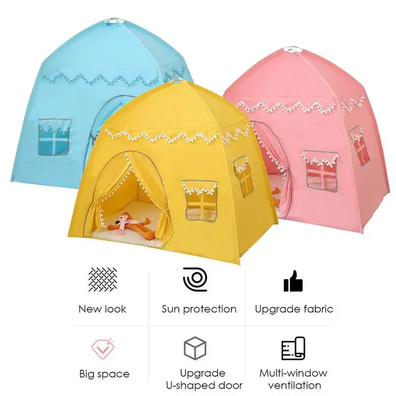 Tente de jeu pliable pour enfants, grand espace, maison de jeu, château princesse rose, cabine, cadeau d'anniversaire et de noël