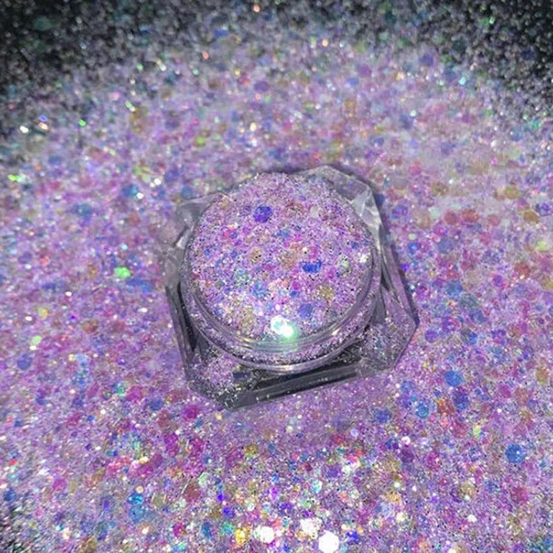 50g Opal Chunky Nagel Glitter 6 Farben hexagon Form Schillernden Glitter 0.2/1mm Chunky Glitter Mix, farbe Verschiebung Glitter für Nagel