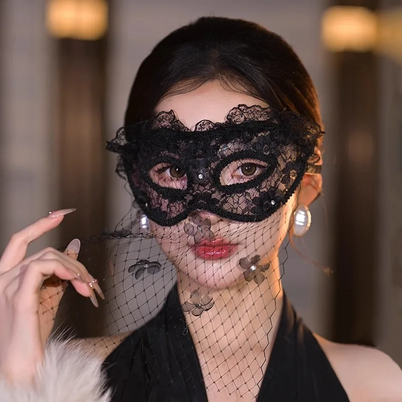 

Черная сетчатая кружевная полумаска для лица, мяч для макияжа богини, вечерние маски для глаз, Хэллоуин, карнавал, костюм богини, реквизит