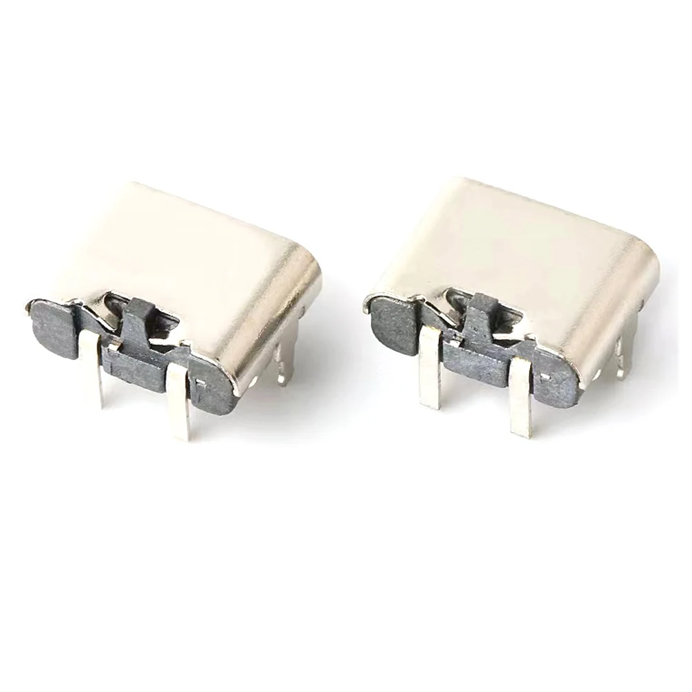 50 Buah/Lot Type-c 2Pin Horizontal 90 ° Plug-In Board Pengisian Cepat Type-c Female USB Female Plug-In Connector