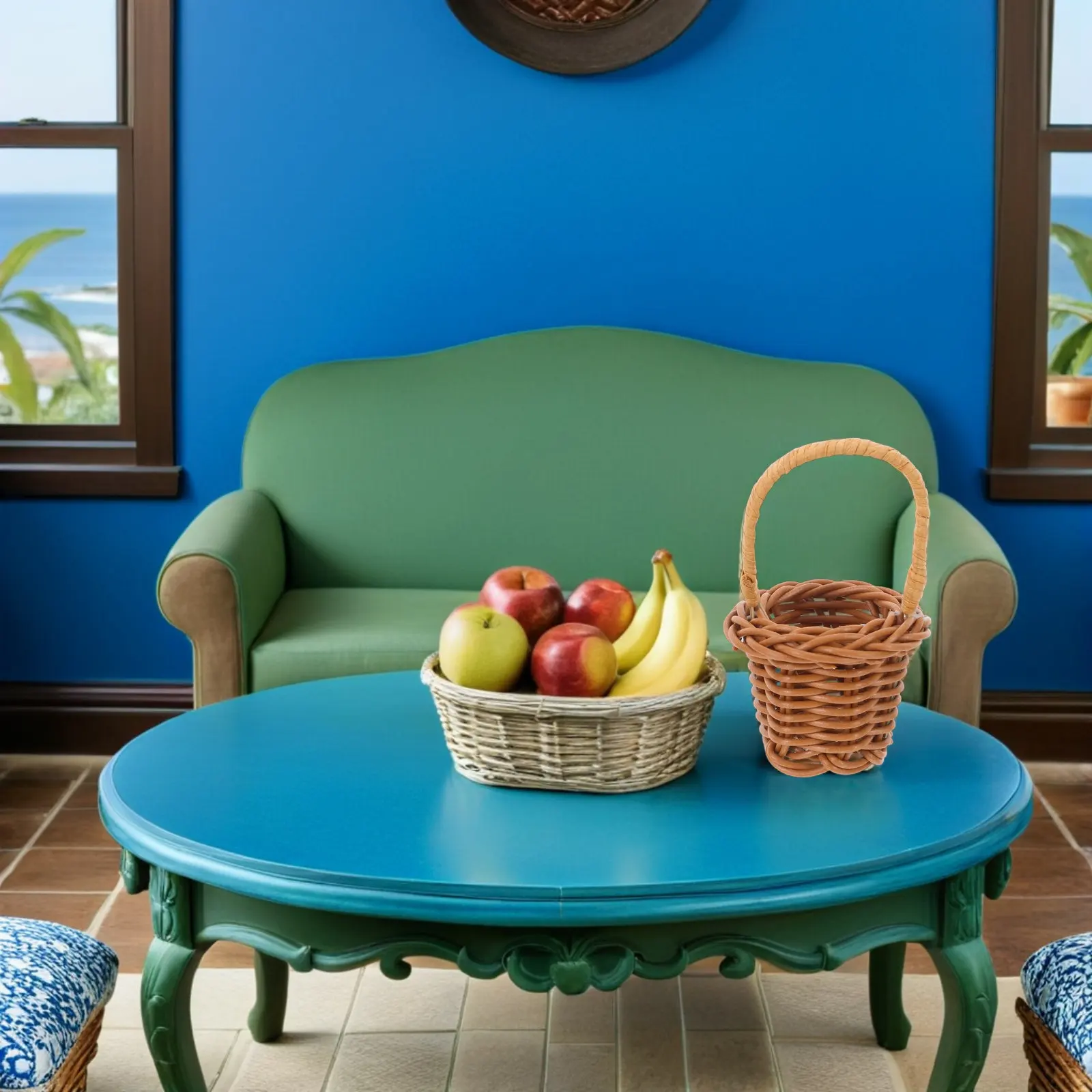 

4Pcs Mini Woven Baskets with Handles: Realistic Imitation Rattan Flower Arrangement Baskets for Dollhouse Decor Craft