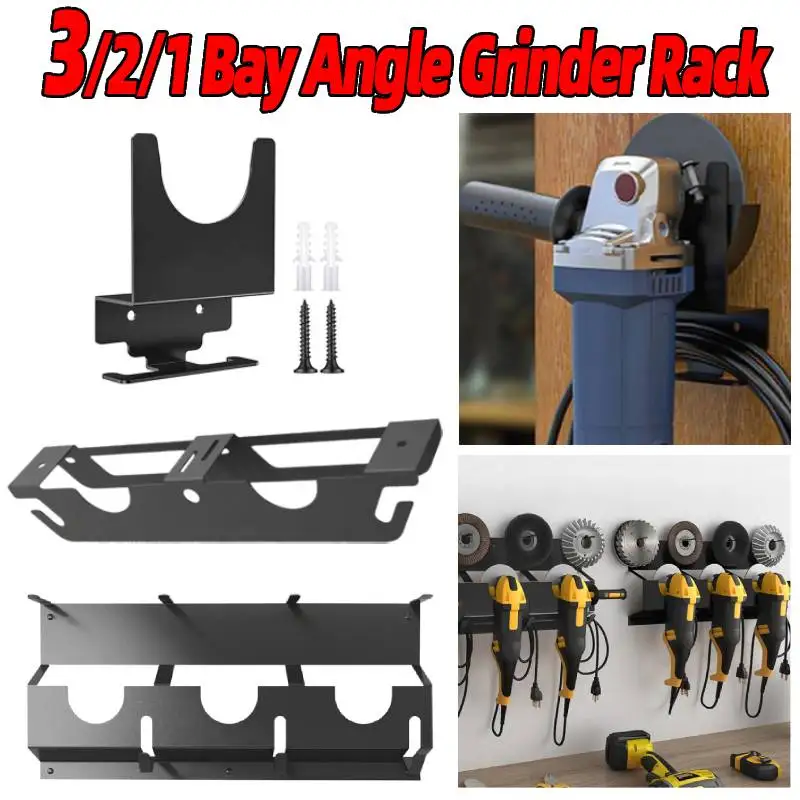 

3/2/1 Bay Angle Grinder Holder Wall Mount Bracket with Hook Grinder Cord Hanger Storage Stand for Power Tools Cutters Polishers