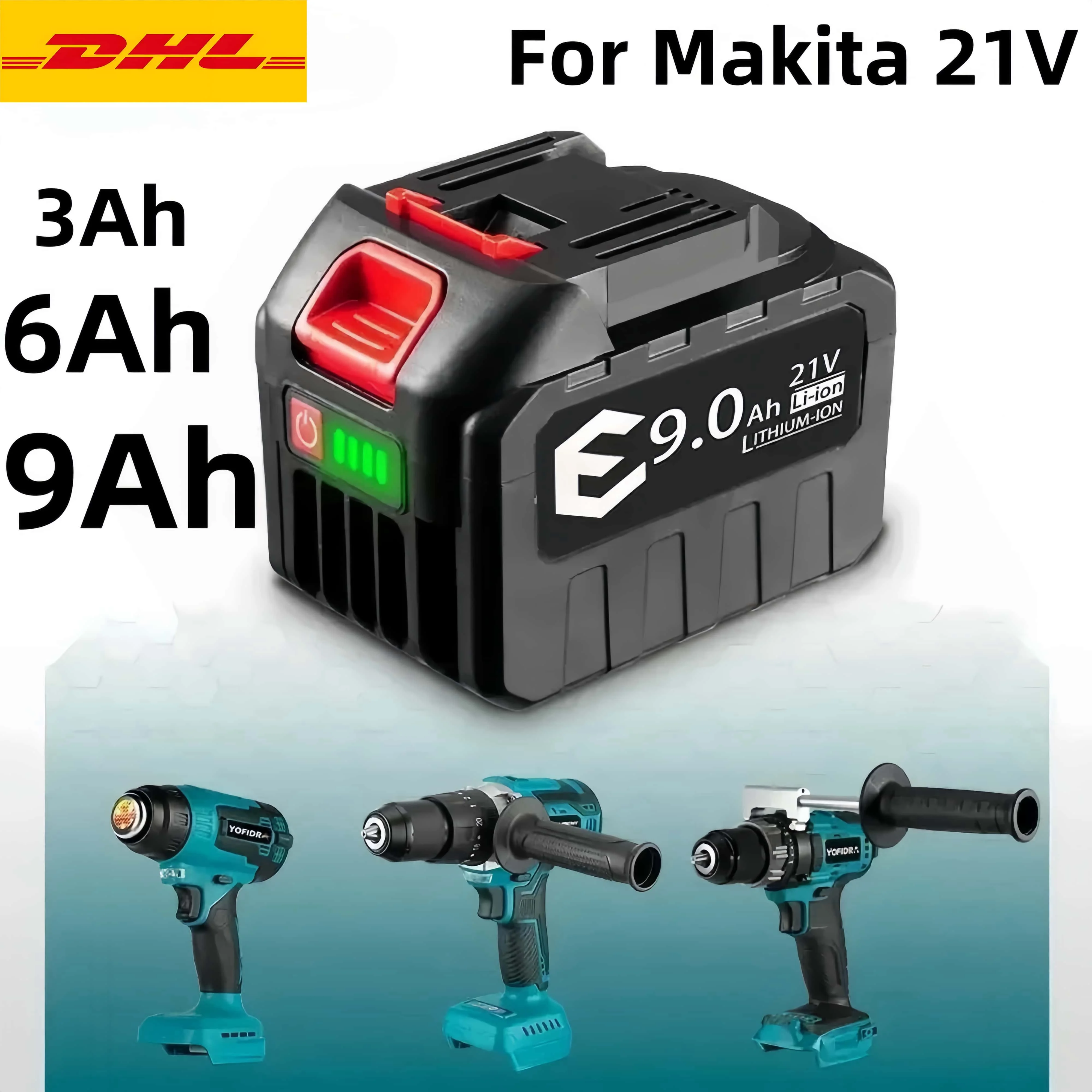 

New 21v makita 3ah electric tool 6AH 9AH for Makita 21V electric tool high voltage water gunhigh-power durable lithium battery