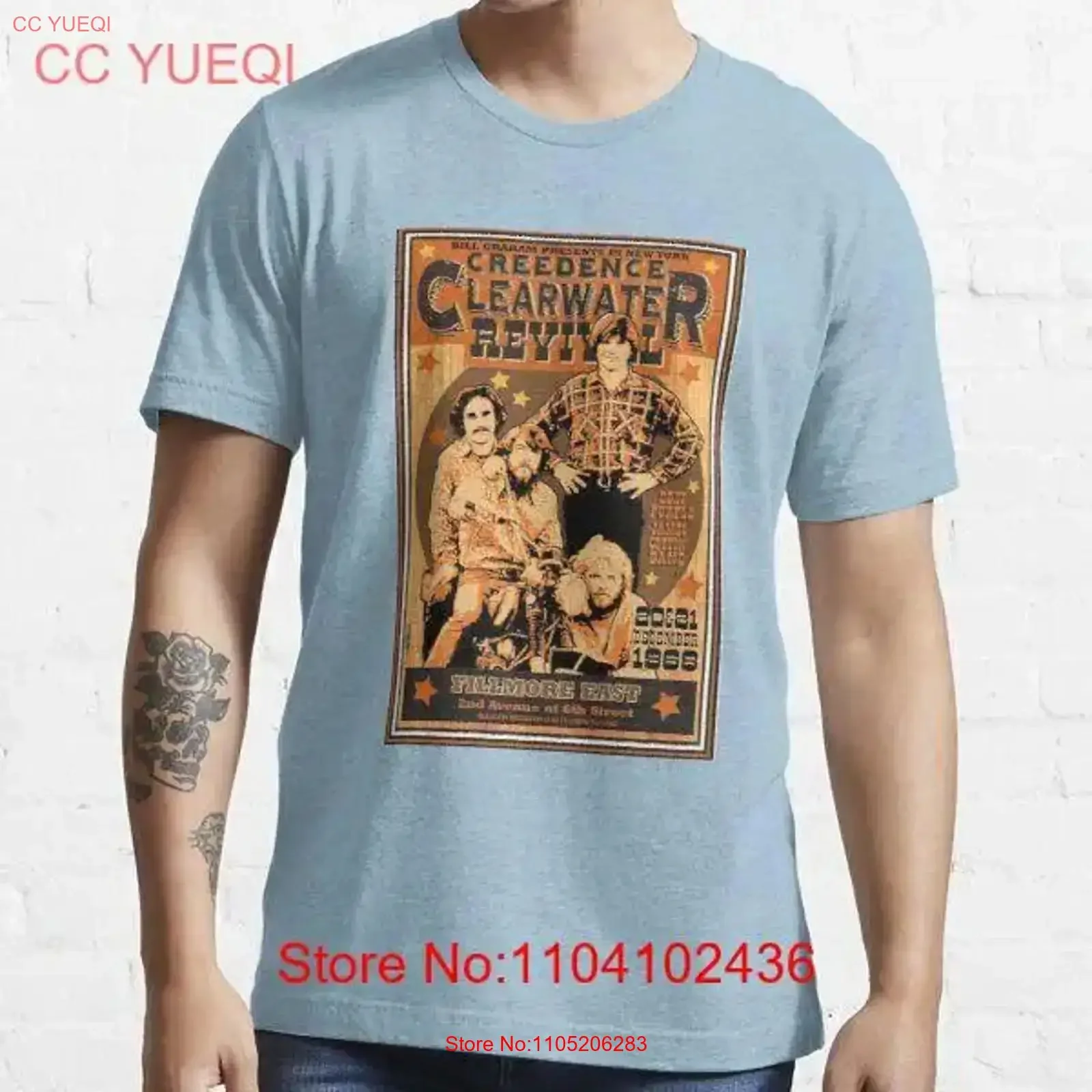 تي شيرت Creedence Clearwater Revival Live At Fillmore East Vintage Cosmo's Factory عتيق مغسول قابل للتنفس أوم موضة #1