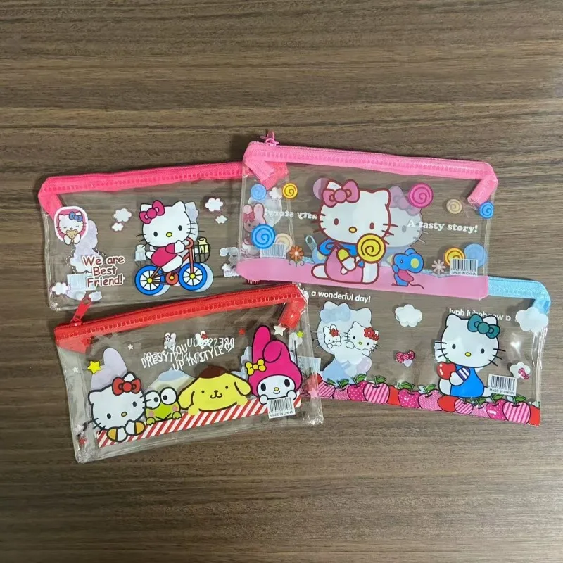 

Hello Kitty Transparent Printing Cartoon Cute Delicate Pencil Case High-capacity Student Examination School Supplies Storage Bag