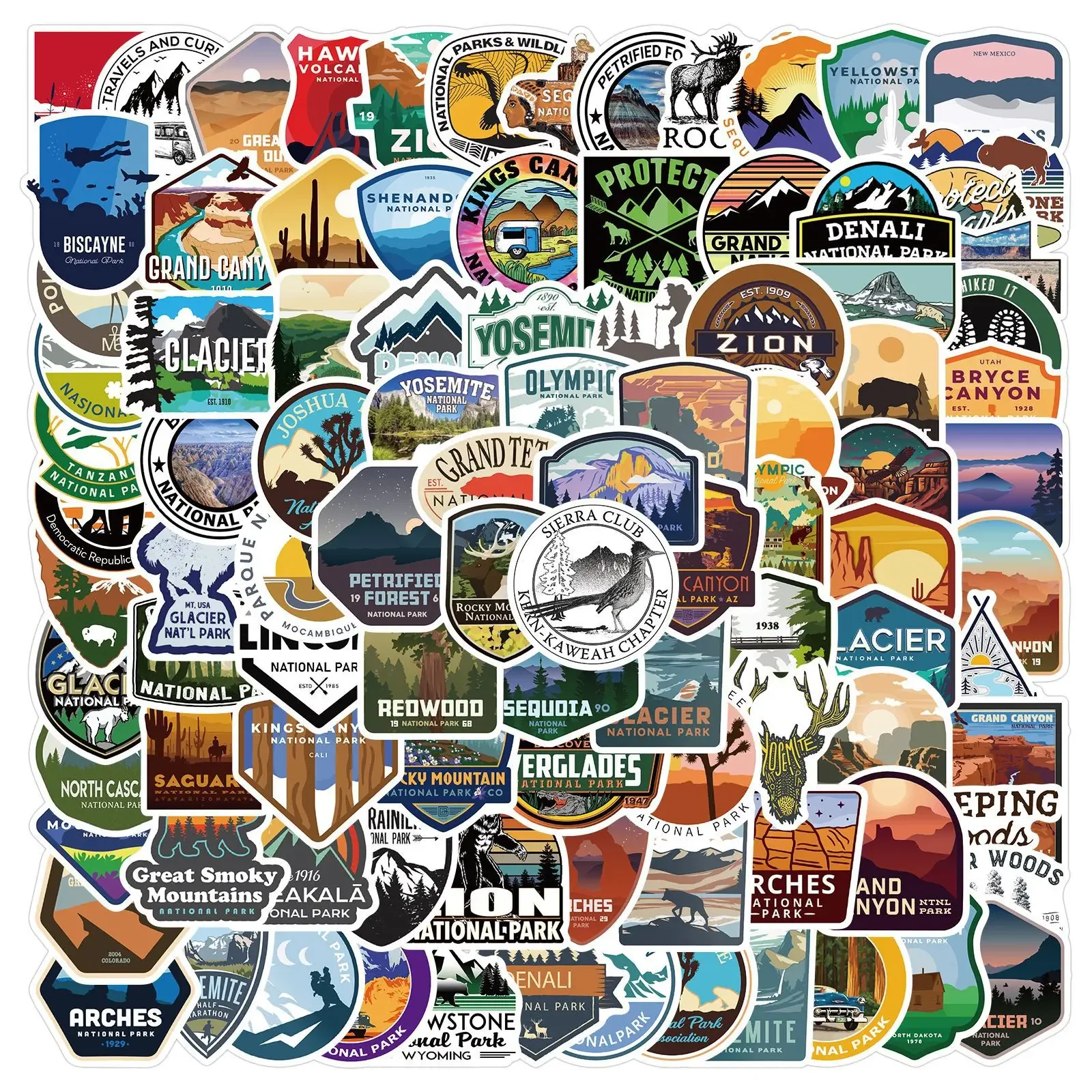 10/50/100PCS USA National Park Landscape Stickers Adventure Nature Hiking Camping Travel Sticker DIY Suitcase Car Luggage Decals