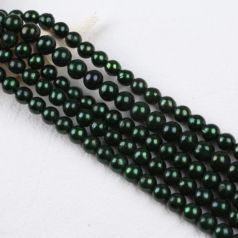 3A Grade Pistachio Green 9-11mm Edison Round Shape Freshwater Pearl Strand