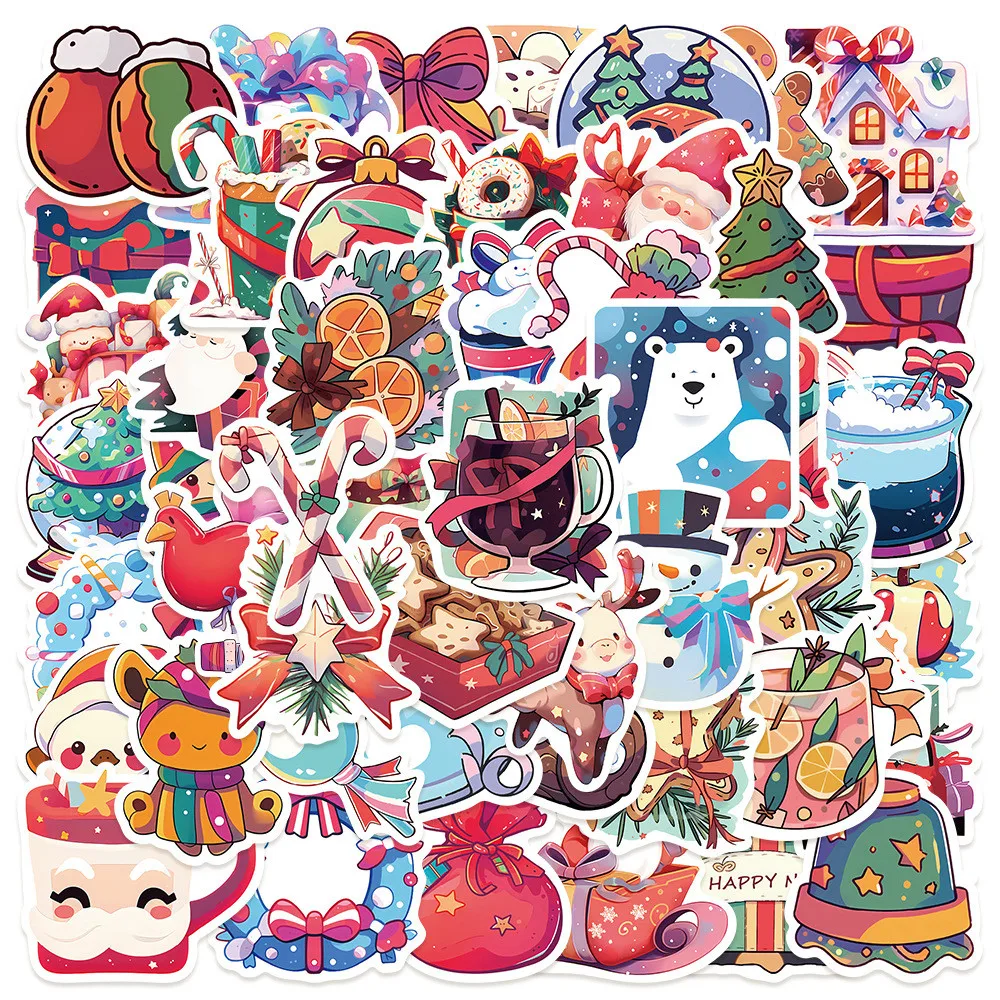 50-teilige Weihnachts-Spaß-Geschenkaufkleber (Weihnachtsmann-Design) – wasserfeste Graffiti-Aufkleber für Computers RecordingYourLife Store