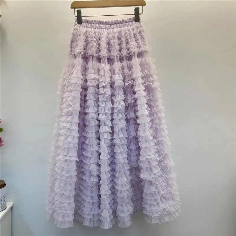 Ball Gown Dress Women Mid Length Skirt A Line Cake Skirts Elegant Pleated Elastic Waist Y2k Streetwear Work Evening 2026 Spring