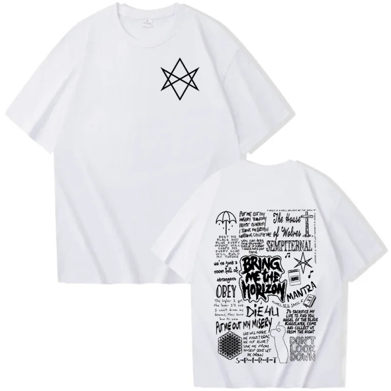 Bring Me The Horizon Bedrucktes Herren-T-Shirt aus 100 % Baumwolle, Y2K, Hip-Hop, Straße, lässig, kurzärmelig, Sommer, lockerer Rundhalsausschnitt, kurze Ärmel – Detail 5